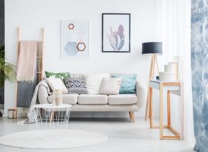 modern living room with two paintings