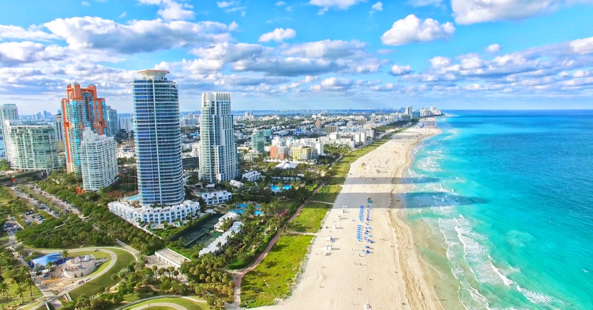 Beach and city of Miami