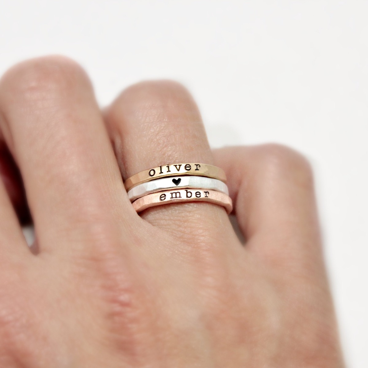 Stackable name rings