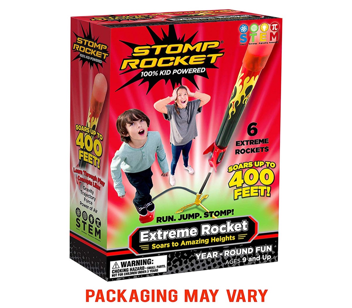 box with toy rocket in it
