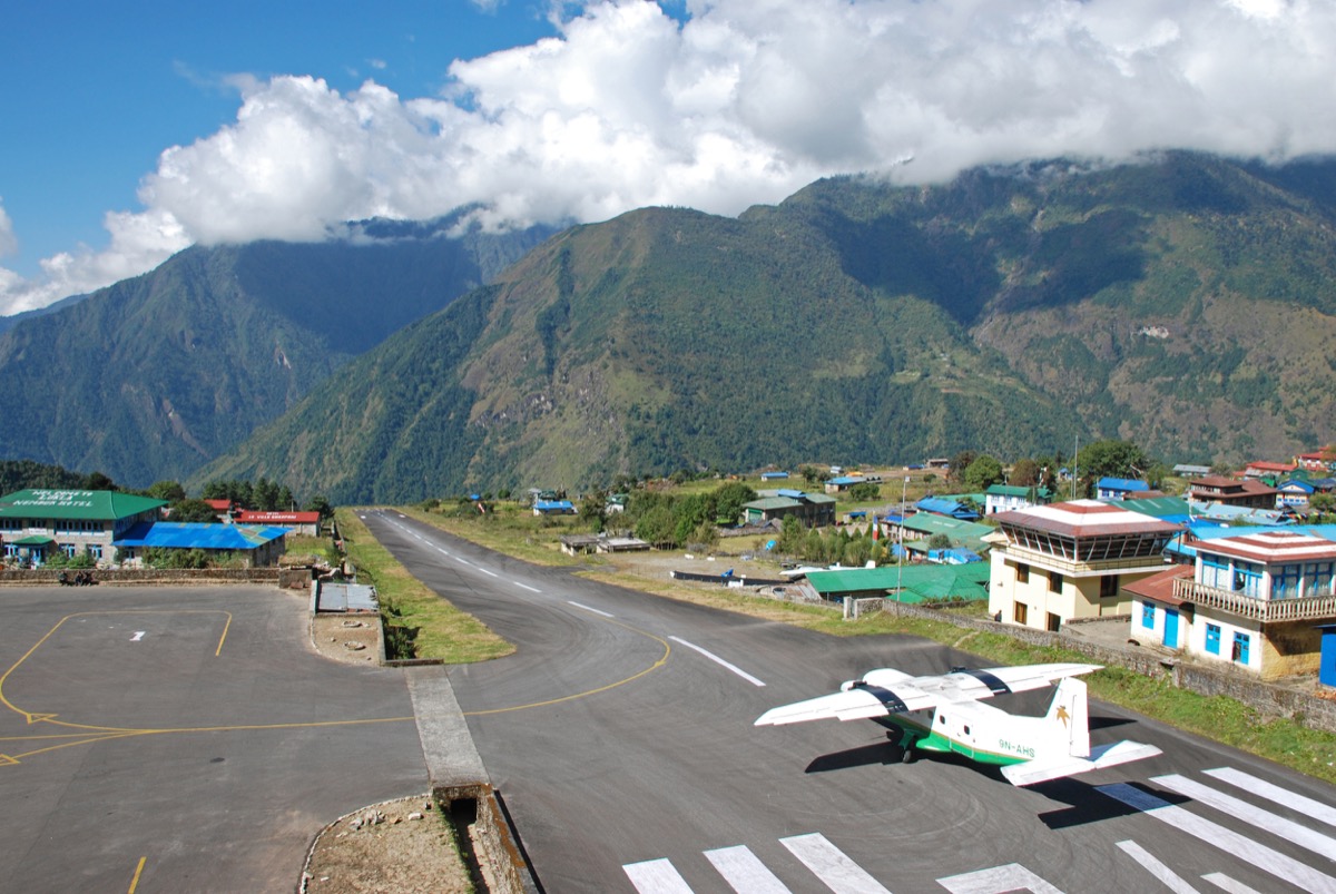 tenzing hillary airport on top of a mountain