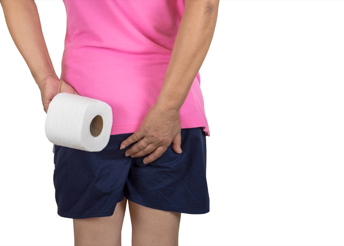 woman constipated from stomach pain
