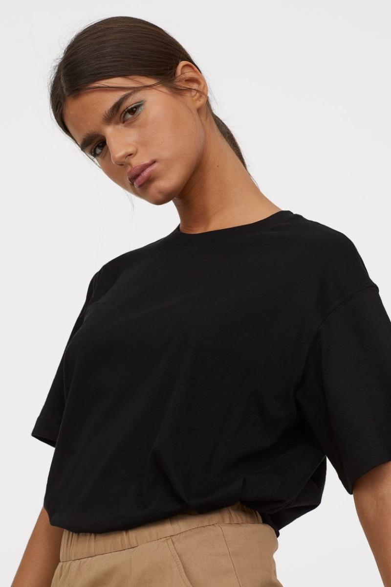 young woman in black t-shirt