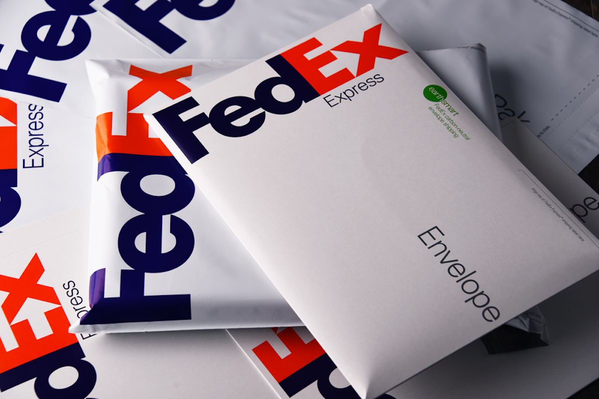 fedex envelopes stacked atop each other