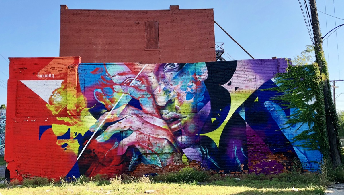 colorful mural of a face
