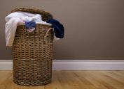laundry basket with dark background