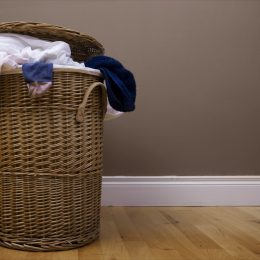 laundry basket with dark background