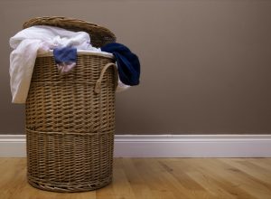 laundry basket with dark background