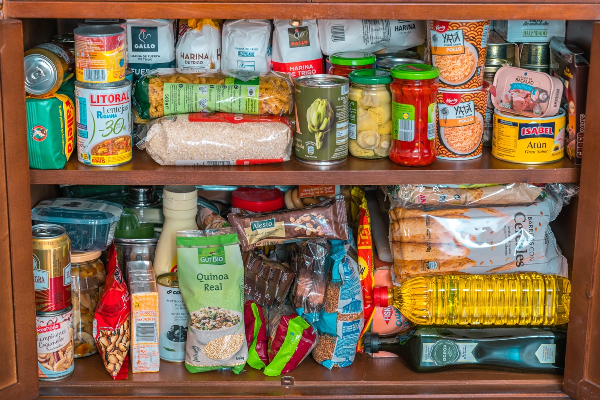 Stocked pantry of food