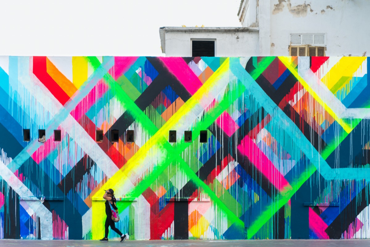 colorful wall mural in rabat morocco