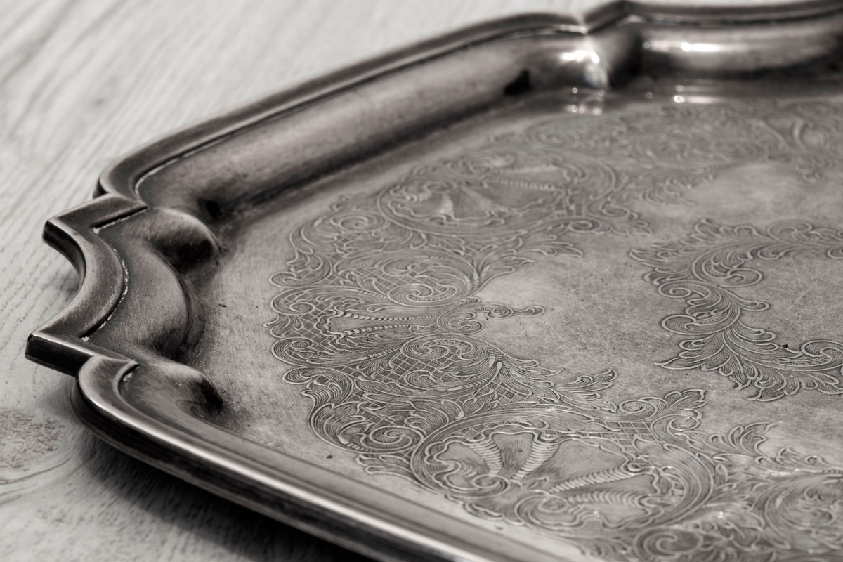 tarnished silver serving tray