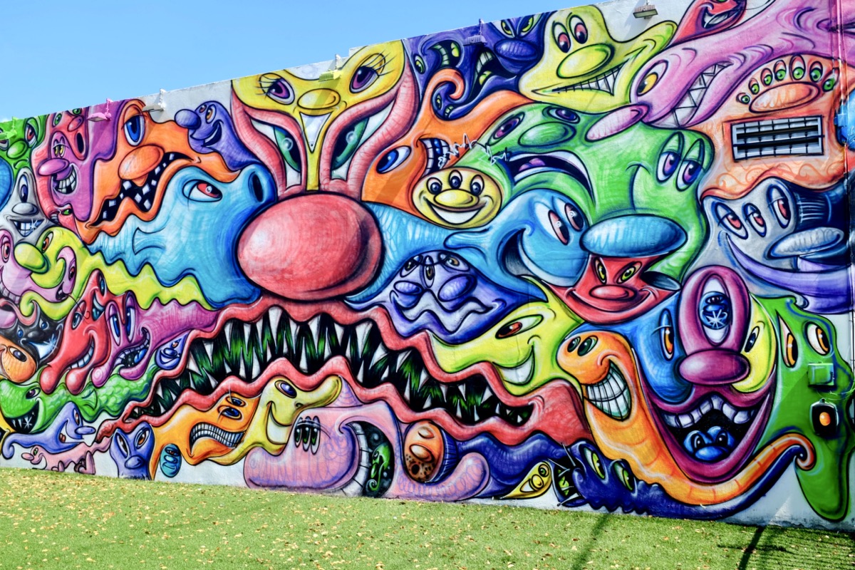 colorful mural in wynwood arts district, miami