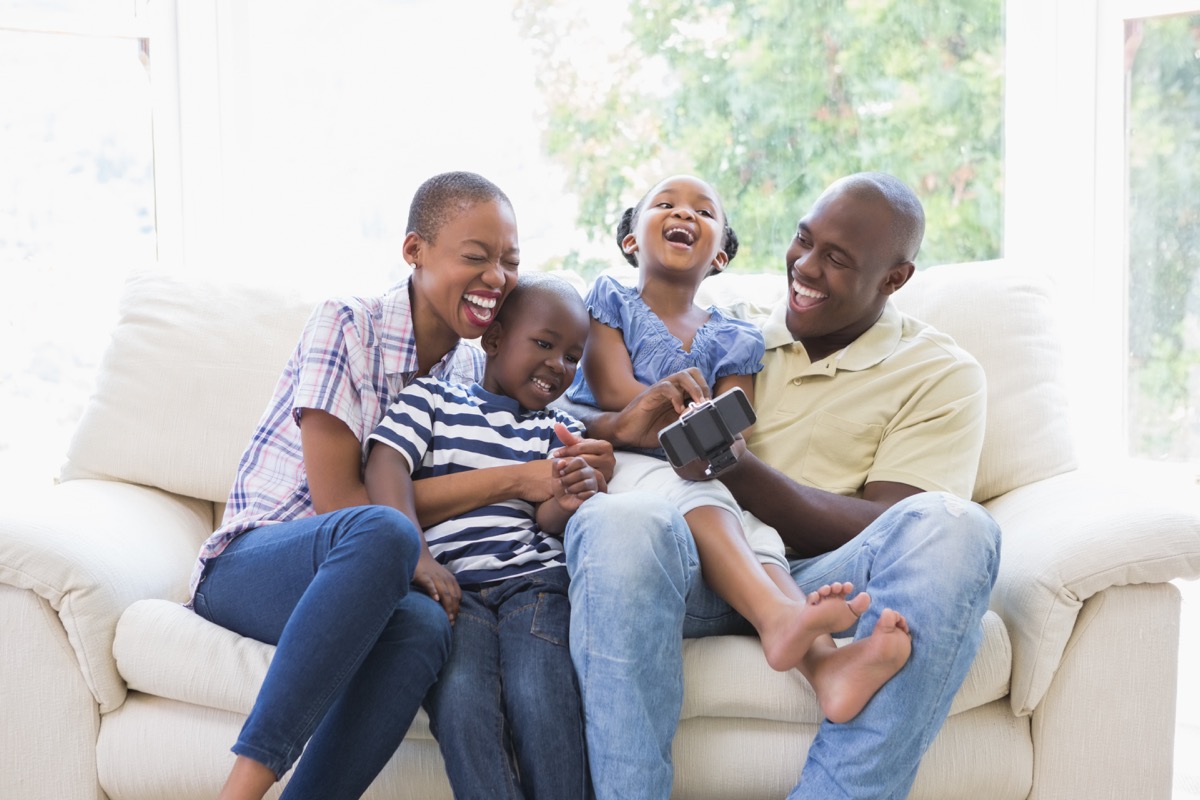 young black family at home