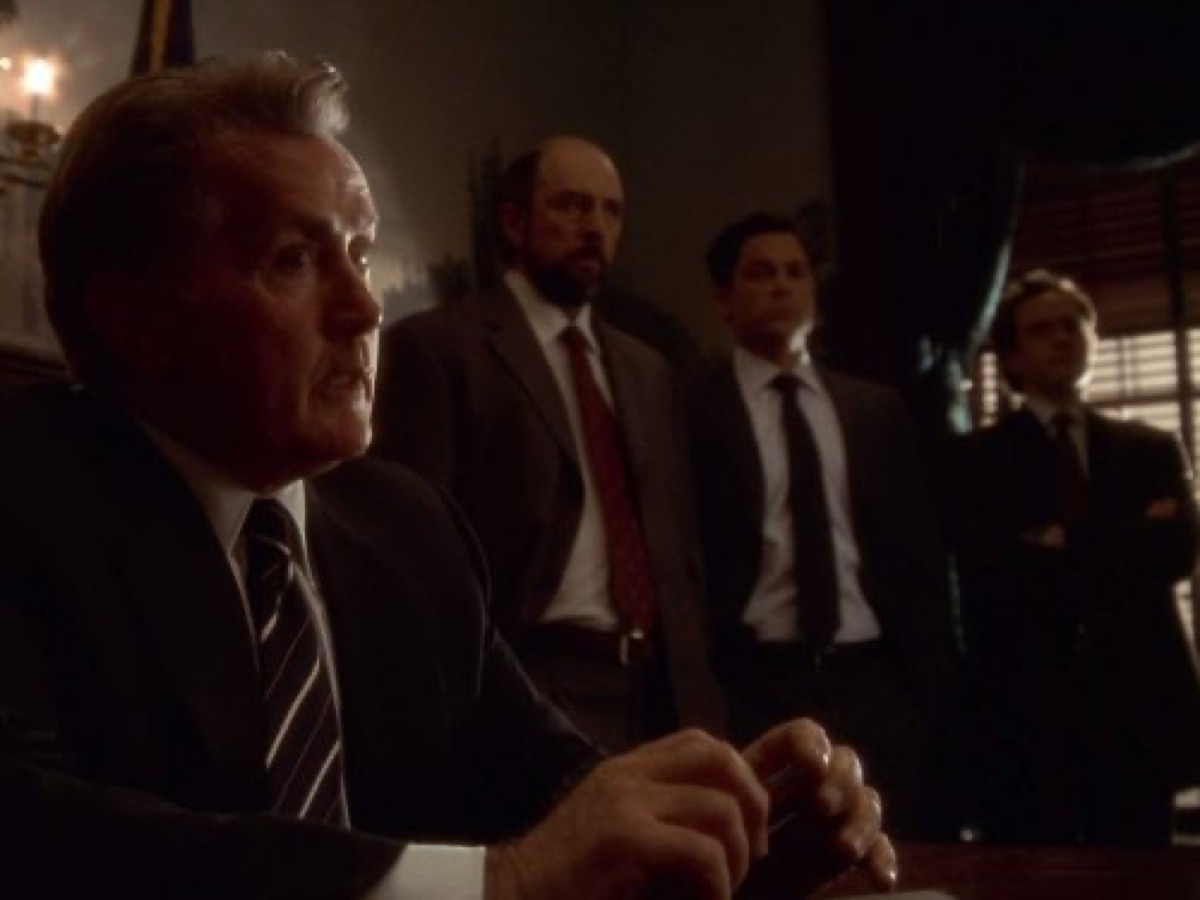 Martin Sheen, Richard Schiff, Rob Lowe, and Bradley Whitford in The West Wing