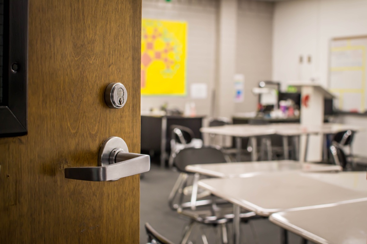door opening into classroom