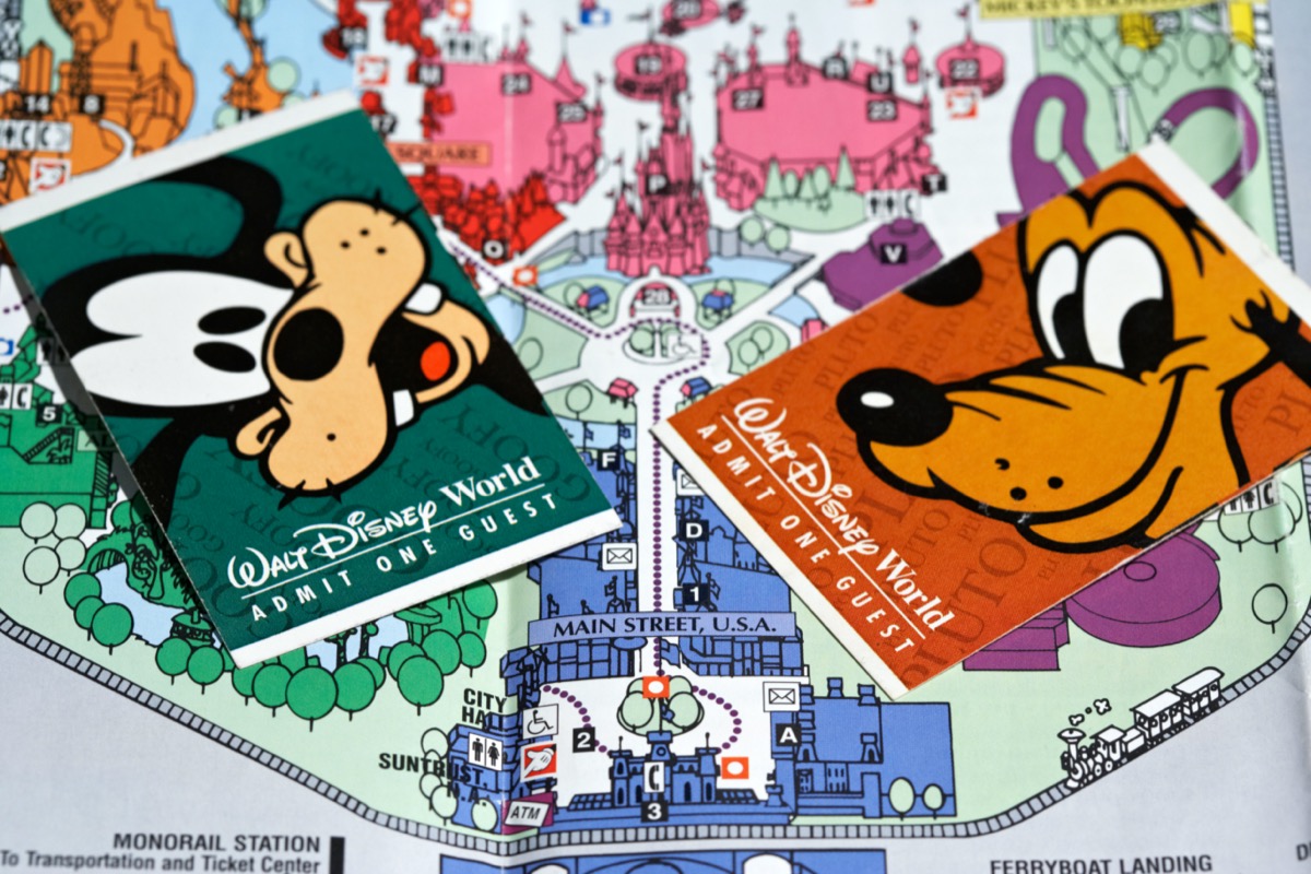 tickets and map to walt disney world