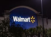 walmart sign on store exterior at night