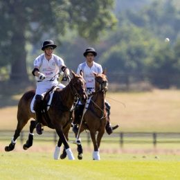 The Duke of Cambridge (left) and the Duke of Sussex playing polo at Coworth Park, Ascot.