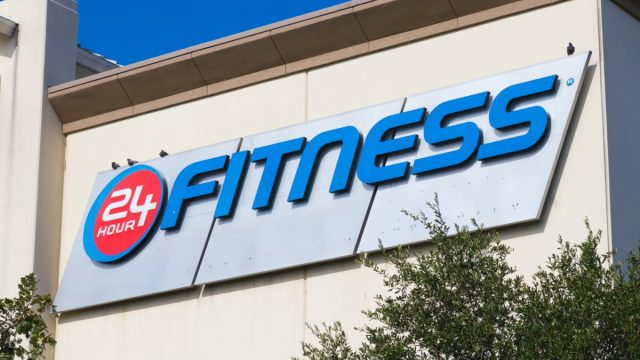 24 hour fitness gym exterior and sign