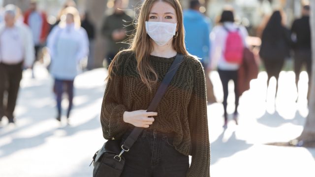 Woman wearing mask to avoid infectious diseases