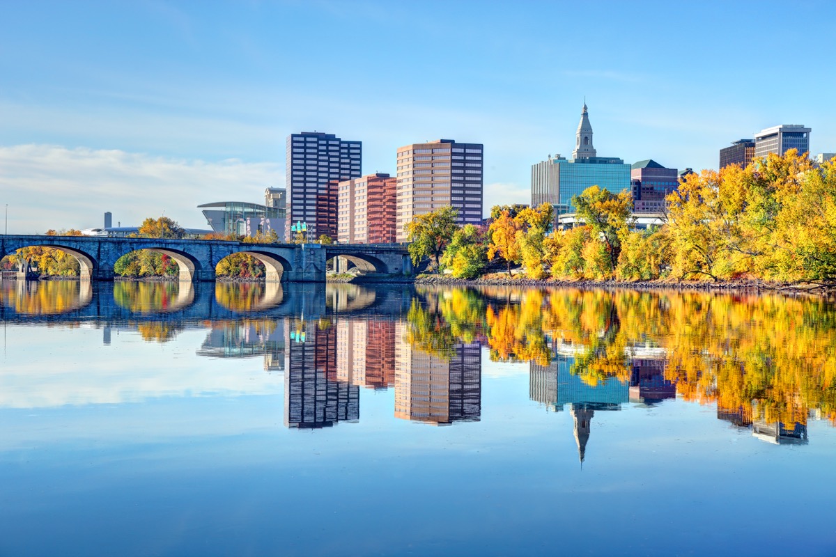 Fall foliage along the Connecticut River in Hartford. Hartford is the capital of the U.S. state of Connecticut. Hartford is known for its attractive architectural styles and being the Insurance capital of the United States