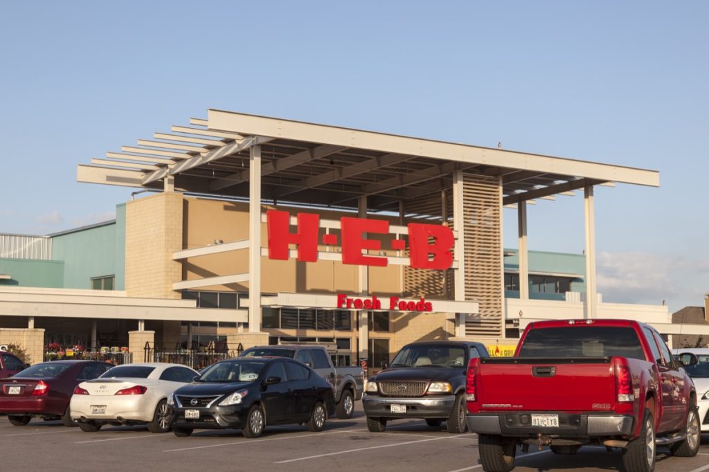 Houston, Tx, USA - April 14, 2016: HEB - Here Everything's Better - Grocery store in the city of Houston. HEB is an American supermarket chain based in San Antonio, Texas