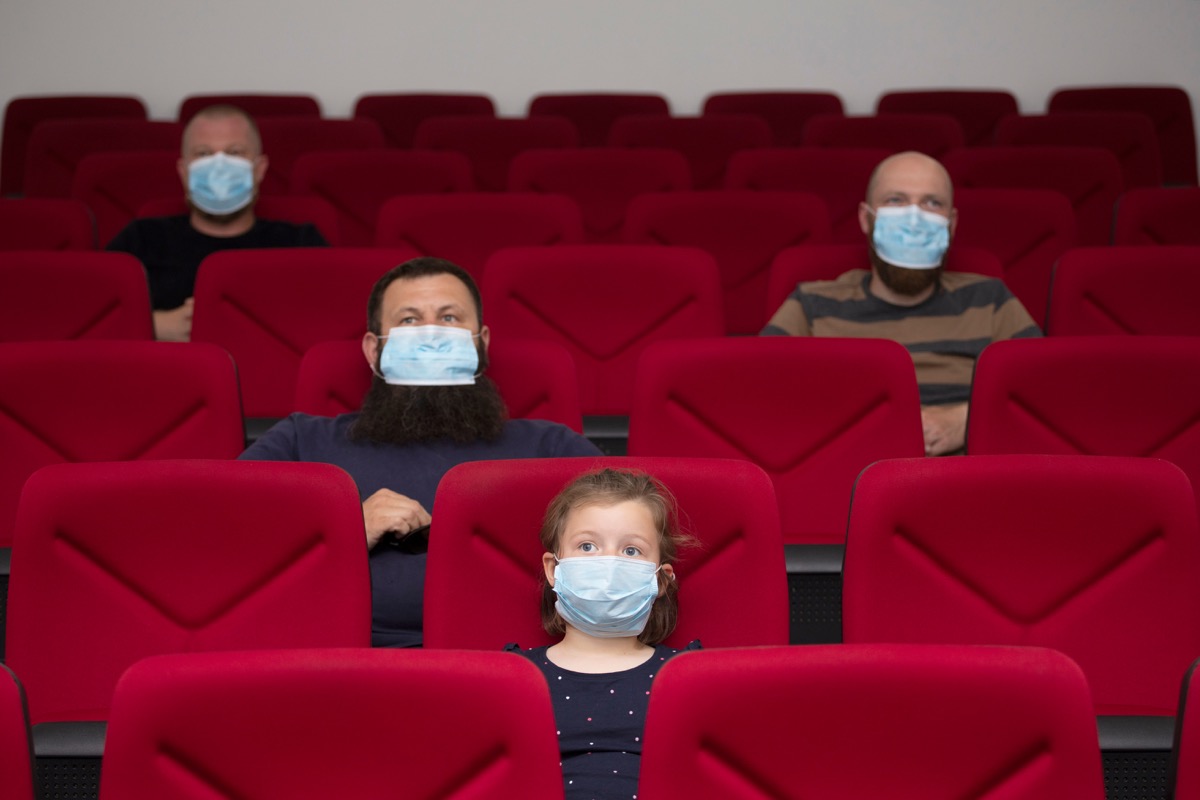 People in audience wearing masks