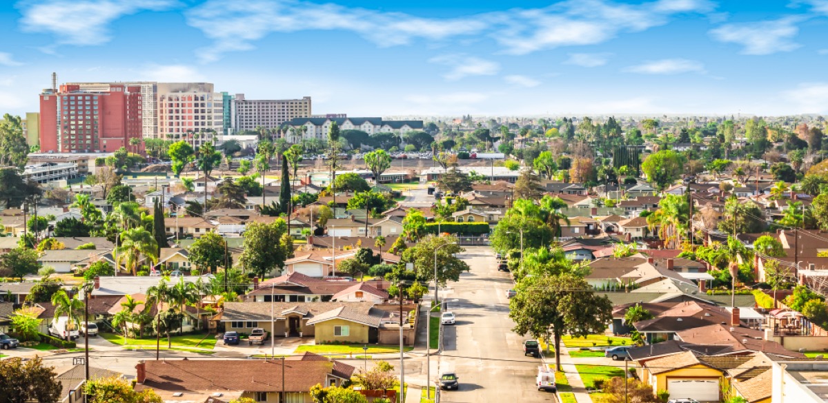 panoramic view of anaheim in orange county california