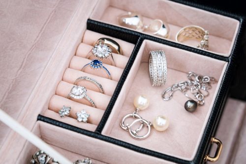 close up of jewelry box with rings