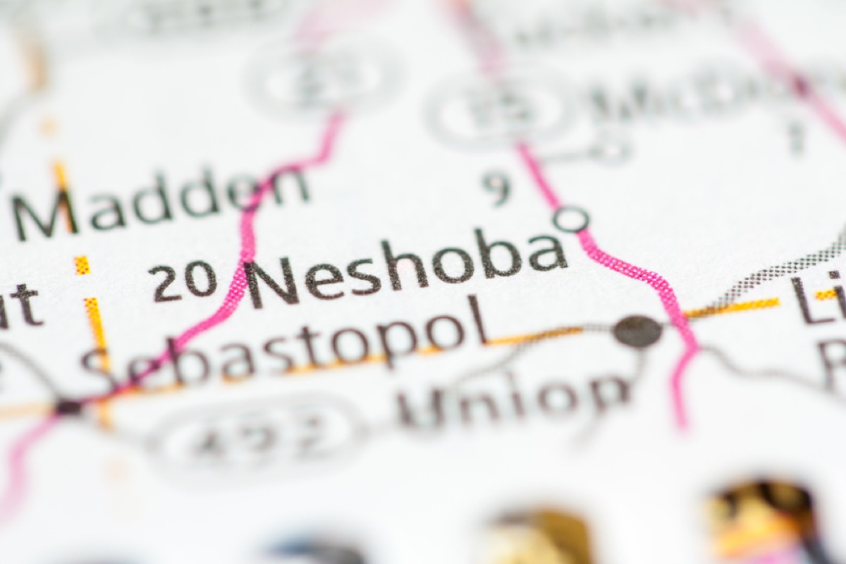 neshoba county mississippi on map