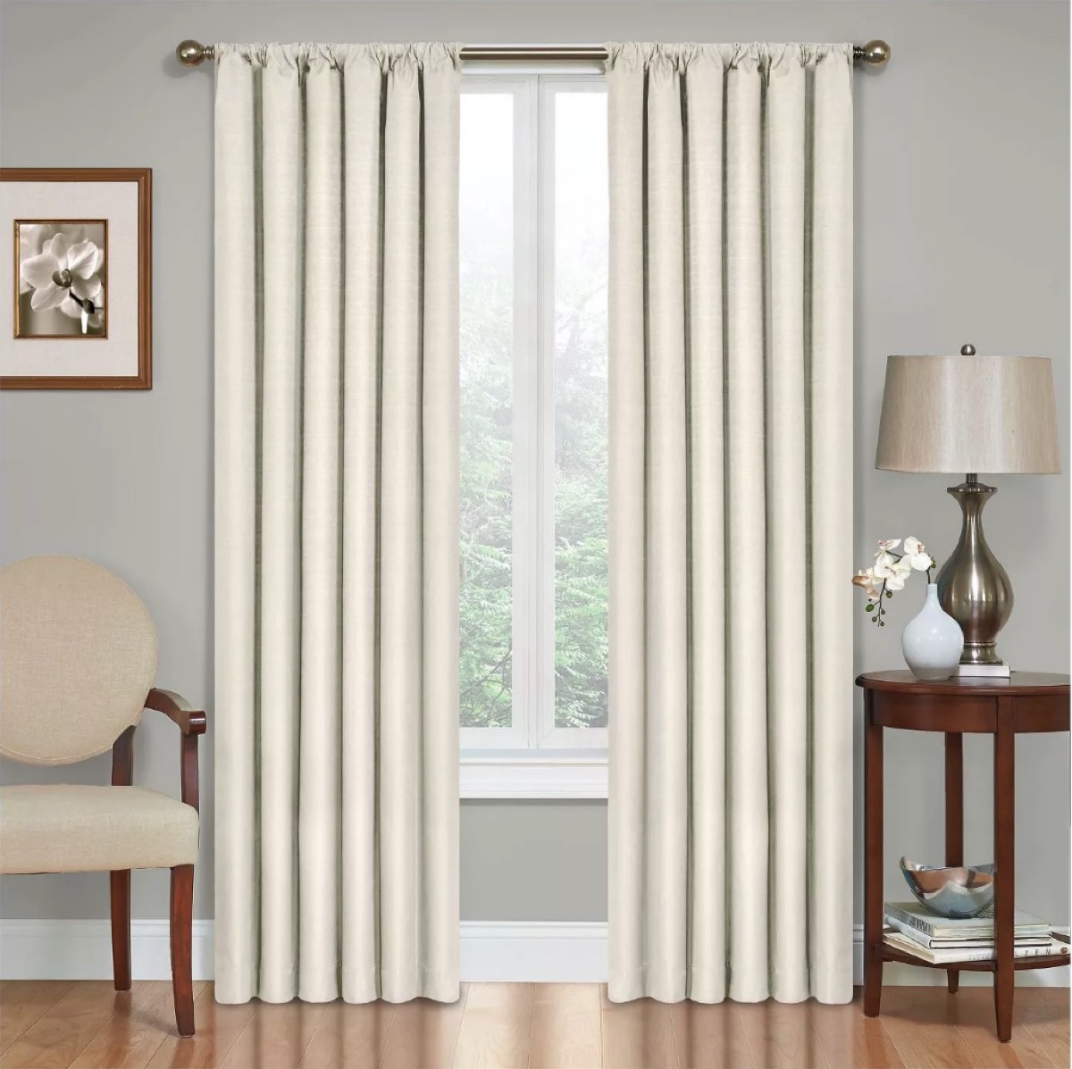 cream colored curtains in modern living room
