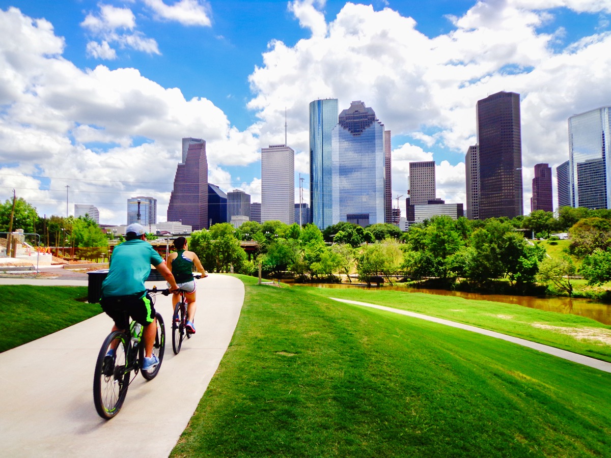 People riding bikes in Houston Texas