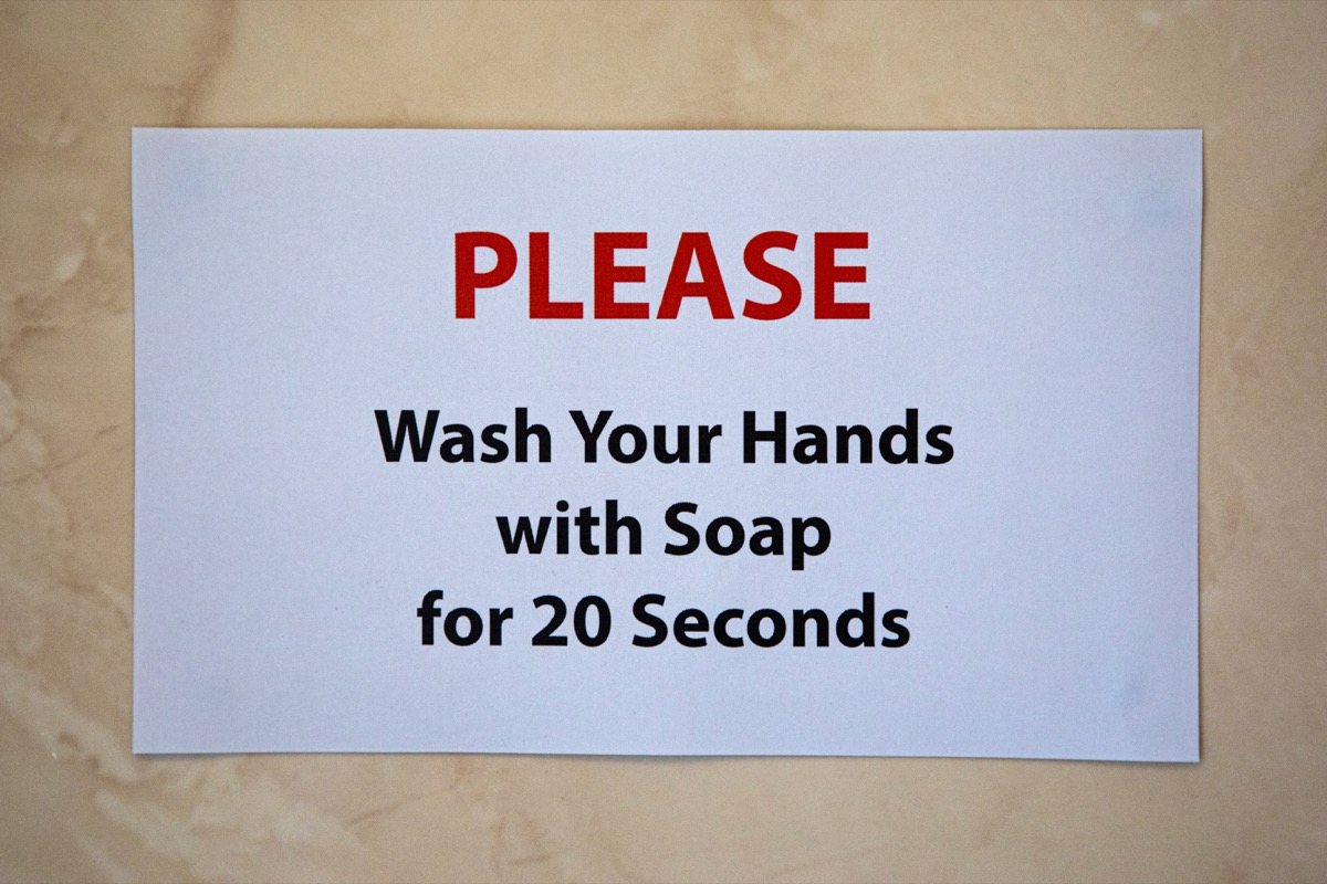 Sign to wash hands