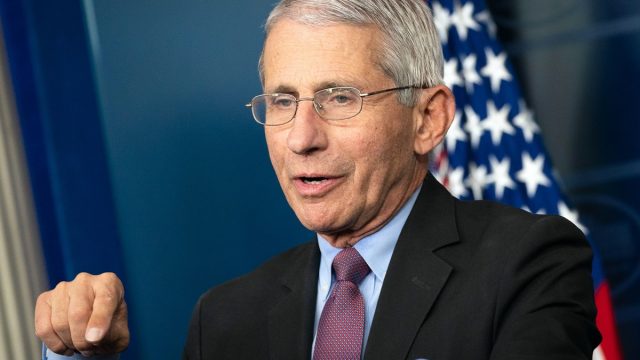 Dr. Anthony S. Fauci, Director of the National Institute of Allergy and Infectious Diseases, speaking during a coronavirus (COVID-19) briefing Wednesday, April 22, 2020, at the White House.