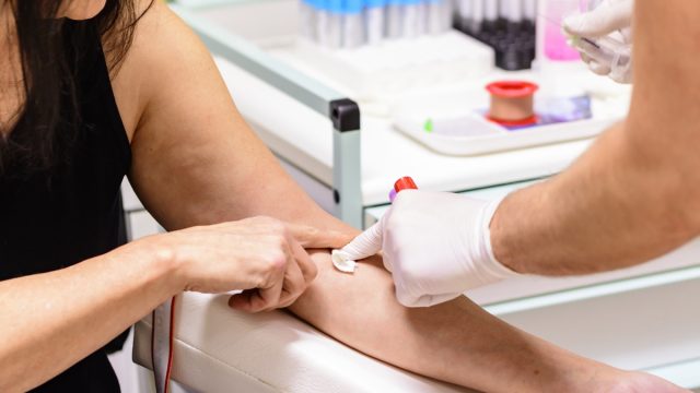 Woman getting blood test
