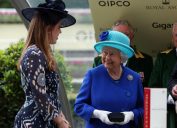 Princess Beatrice with Queen Elizabeth II after the Queens horse horse Dartmouth won the Hardwicke stakes during day five of Royal Ascot 2016, at Ascot Racecourse.