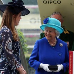 Princess Beatrice with Queen Elizabeth II after the Queens horse horse Dartmouth won the Hardwicke stakes during day five of Royal Ascot 2016, at Ascot Racecourse.
