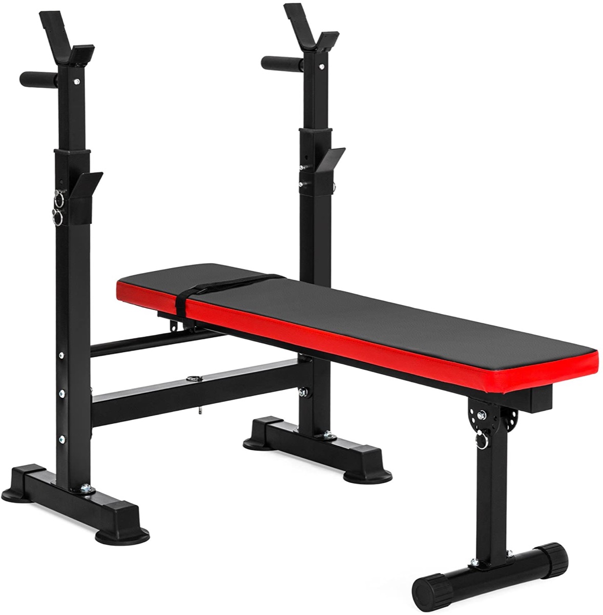 red and black weight bench