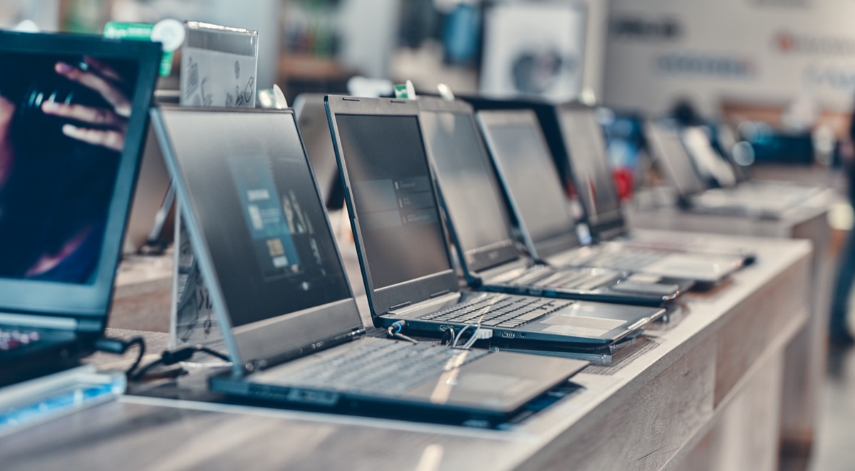 store display of laptop computers