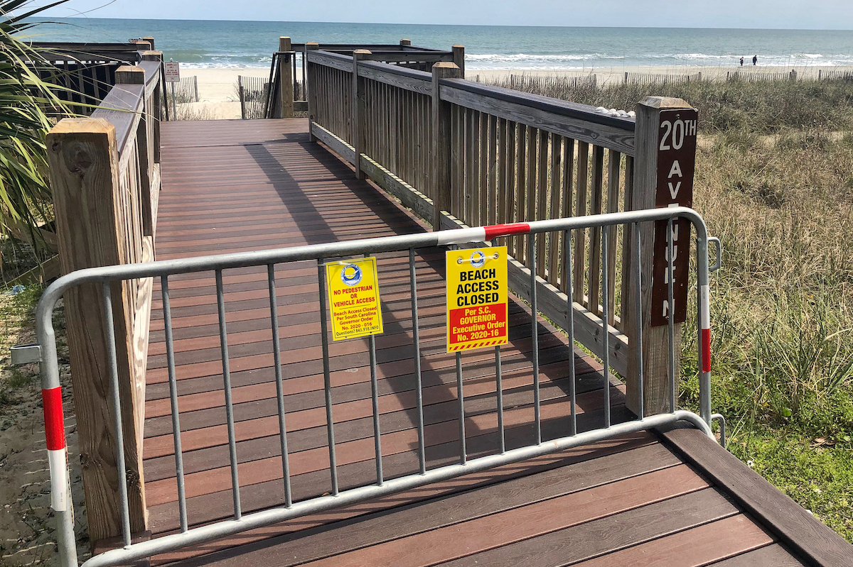 Public beach access and boat ramps closed across state of South Carolina per Governor Executive Orders to combat Coronavirus.