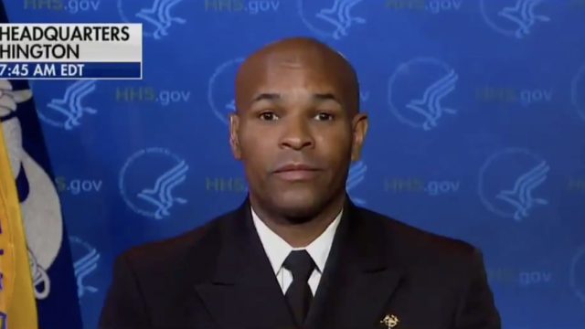 Surgeon General Jerome Adams appearing on an interview with Fox News