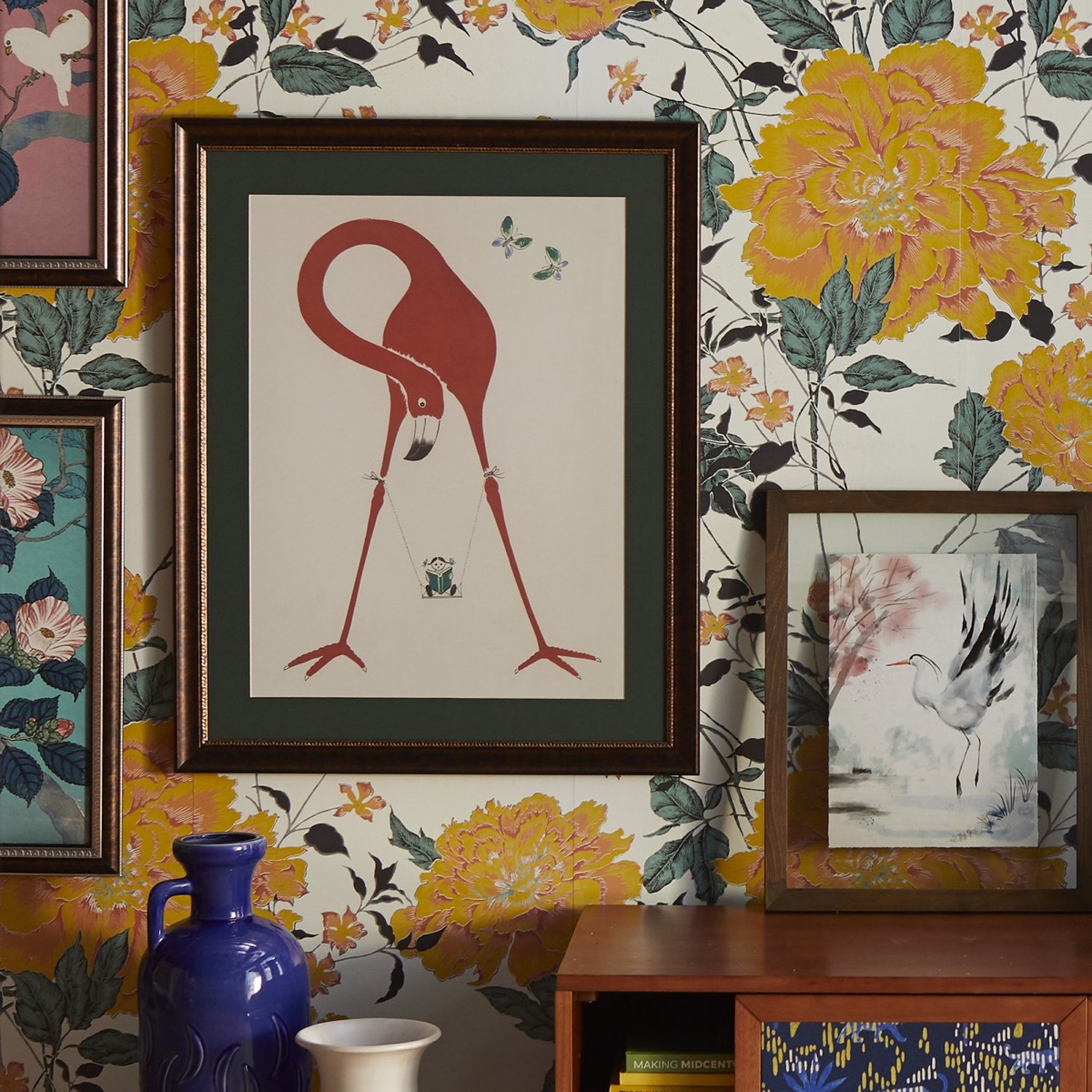 Drew Barrymore Collection framed flamingo 