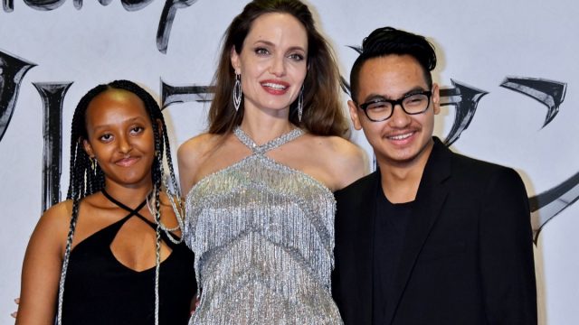 Zahara Jolie-Pitt, Angelina Jolie, and Maddox Jolie-Pitt at the premiere of "Maleficent: Mistress of Evil" in Japan in 2019