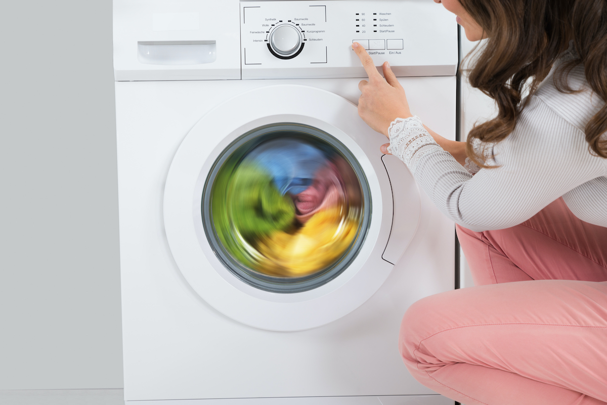 woman using dryer