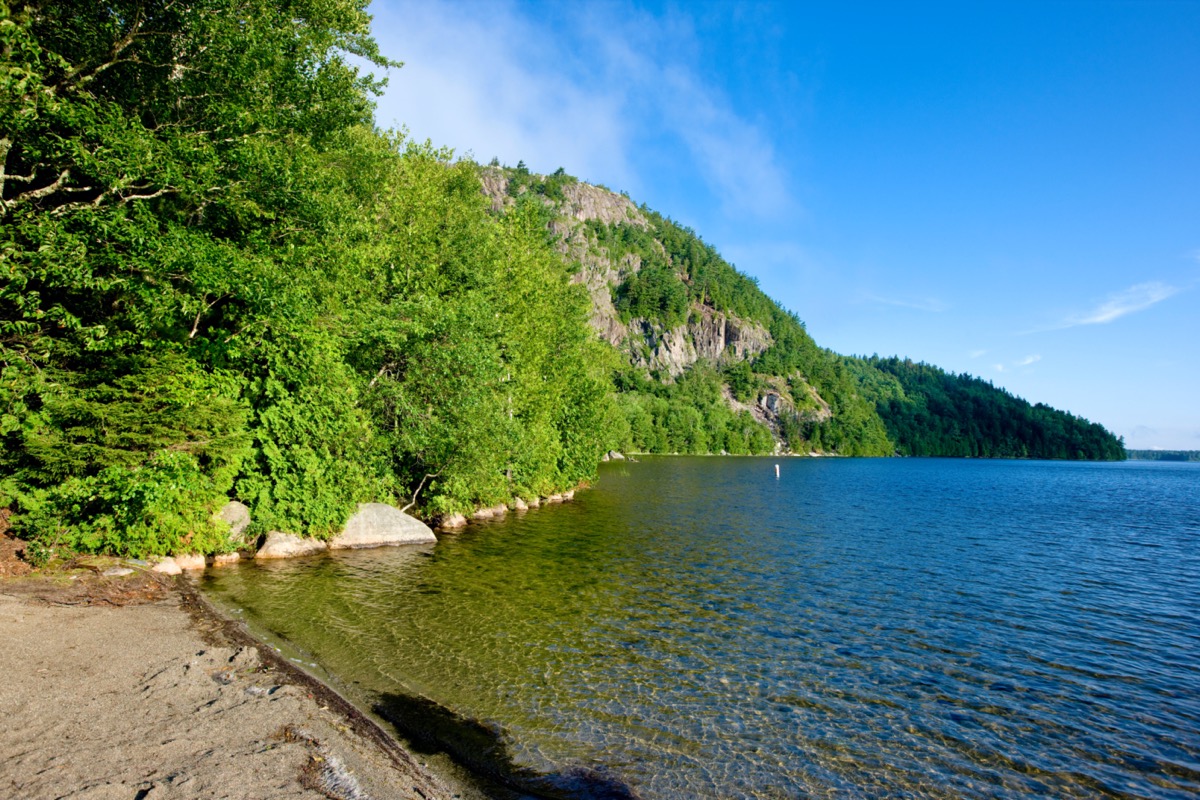 The beach at Echo Lake in Maine's Acadia National Park