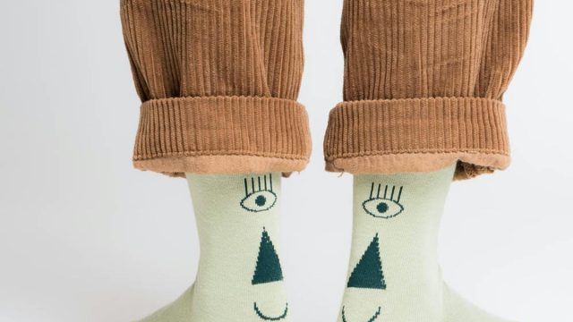 socks with smiling faces on them