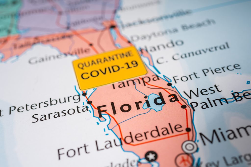 florida map shows covid outbreak