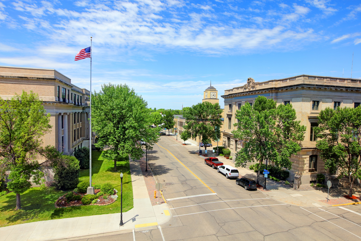 A view of buildings in Grand Forks, North Dakota