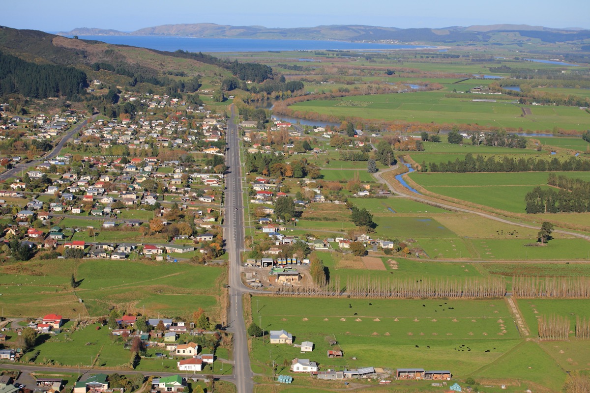 Aerial view of Kaitangata, Otago, New Zealand