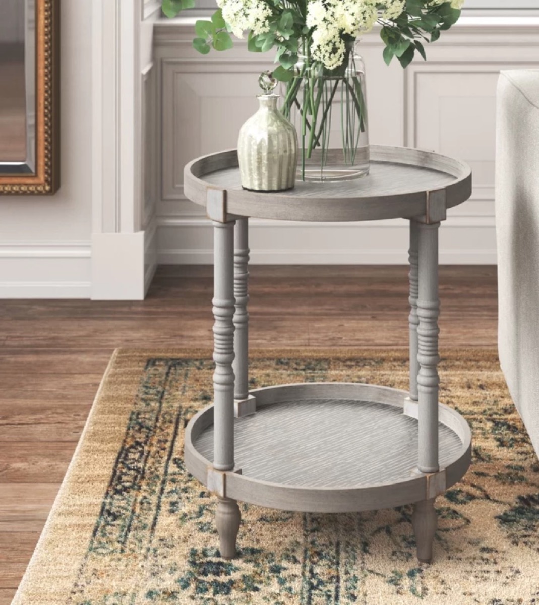 round gray side table